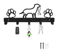UOCAI Porte-manteau pour chien avec 5 crochets, Porte-clés Porte-laisse pour chien mural, porte clef mural, Crochet Porte-manteau mural pour accessoires pour chiens Sacs Clés Vêtements (32x15cm)