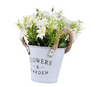 UOELRLFoV Pot de Fleurs Artificiel réaliste en Forme de Marguerite, Blanc, décoratif, for la Maison, Le Bureau, Le Rebord de fenêtre ou Une Table Basse. Fabrication Artisanale de qualité. N° 62