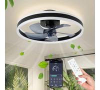UOEONR Ventilateur Plafond avec Lumiere,40CM/50CM 55W Ventilateur Plafond Silencieux avec 6 Vitesses et 3 Farbtemperatur, Dimmable Ventilateur Plafond,pour Salon, Chambre y Cuisine (Noir, 40cm)