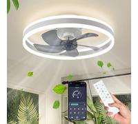 UOEONR Ventilateur Plafond avec Lumiere,40CM/50CM 55W Ventilateur Plafond Silencieux avec 6 Vitesses et 3 Farbtemperatur, Dimmable Ventilateur Plafond,pour Salon, Chambre y Cuisine (Blanc, 40cm)
