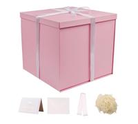 UoeRing Grande boîte cadeau rose avec couvercle 30,5 x 30,5 x 27,9 cm, pour emballage de cadeaux d'anniversaire, de Saint-Valentin, de fête des mères, Noël avec ruban et enveloppe en papier déchiqueté
