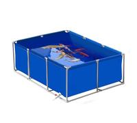 uofgcru Étang À Poissons en Toile Hors Sol,Aquarium Pool Pond avec vanne de vidange PVC Canvas,Grande Piscine D'aquaculture, Réservoir d'eau d'aquaculture pour l'irrigation du Jardin(Blue-2×1×0.6m)