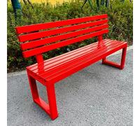 uofgcru Gartenbank mit Lehne Parkbank Massivholzbank Terrassenbänke, Wasserdichtes Metall Wetterfest Robust Stabil Langlebig Gartenmöbel, für Garten Veranda Hof Außenterrassenbank(Red - 40×120×85cm)