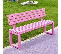 uofgcru Gartenbank mit Lehne Parkbank Massivholzbank Terrassenbänke, Wasserdichtes Metall Wetterfest Robust Stabil Langlebig Gartenmöbel, für Garten Veranda Hof Außenterrassenbank(Pink - 40×120×85cm)