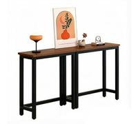 uofgcru Table Console en Bois Massif, Console Très Étroite en Fer, Table D'appoint De Canapé Murale pour Salon, Entrée De Chambre - Brun(240×30×100cm)