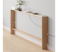 uofgcru Table de canapé Rustique en Bois avec étagères réglables et Trous pour câbles Table Console à 2 Niveaux(Couleur Bois Naturel - 100x15x69cm)