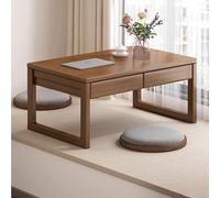 UOGJYARN Table Basse en Bois Tatami avec 2 Coussins, Table À Thé de Style Japonais, Table Basse À Tiroir de Jardin, Study Sturdy Piano Table for Sitting on The Floor(Style 1,70x42x30cm)