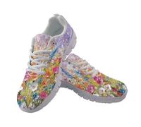 UOIMAG Artful Floral Shoes for Women Art Teacher Lace Up Lightweight Casual Walking Sneakers EU45