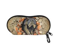 UOIMAG Étui à lunettes portable souple avec fermeture éclair pour femmes, hommes, garçons et filles, 6 dinosaures muraux, taille unique
