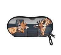 UOIMAG Boîte à lunettes portable, étui à lunettes souple avec fermeture éclair, pochette de rangement pour lunettes de soleil pour femmes, hommes, garçons, filles, girafe, taille unique