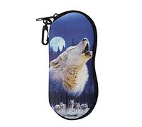 UOIMAG Étui à lunettes portable souple avec fermeture éclair pour femmes, hommes, garçons et filles, Loup hurlant, taille unique