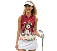 UOIMAG Chemises de sport sans manches pour femme avec col nageur et dos nageur, Bonhomme de neige sucre d'orge, M