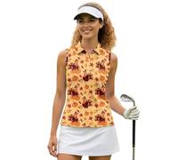 UOIMAG Chemises de sport sans manches pour femme avec col nageur et dos nageur, Feuilles de citrouille de dinde, M