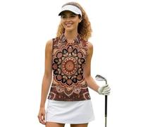 UOIMAG Chemises de sport sans manches pour femme avec col nageur et dos nageur, Fleur marron bohème, M