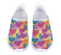 UOIMAG Colorful Hearts Water Shoes for Women Slip on Walking Shoes Lightweight Casual Sneakers Cute Footwear EU41