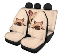 UOIMAG Ensemble complet de 4 housses de siège de voiture - Motif bouledogue français mignon - Universel - Compatible avec les véhicules, SUV, camionnettes