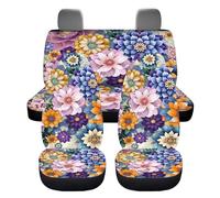 UOIMAG Ensemble complet de housses de siège de voiture bohème pour femmes - Accessoires de siège floraux - Décoration de siège auto aux fleurs éclatantes
