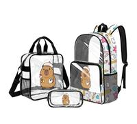 UOIMAG Ensemble sac à dos et sac à déjeuner transparents pour filles 43,2 cm pour les événements au stade, Capybara, L, Décontracté