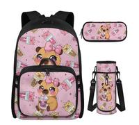 UOIMAG Ensemble sac à dos pour filles de 8 à 10 ans avec boîte à déjeuner, trousse à crayons, porte-bouteille d'eau, 4 sacs d'école primaire, Thé aux bulles Capybara Bow, M, Décontracté