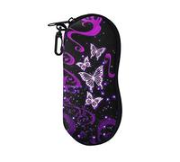 UOIMAG Étui à lunettes portable souple avec fermeture éclair pour femmes, hommes, garçons et filles, Papillons violets, taille unique