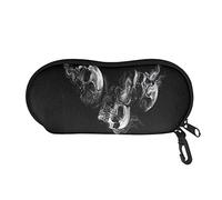 UOIMAG Étui à lunettes portable souple avec fermeture éclair pour femmes, hommes, garçons et filles, Tête de mort noire., taille unique