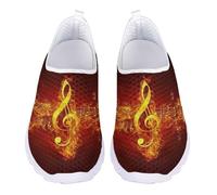 UOIMAG Fire Music Note Shoes for Women Men's Slip on Walking Shoes Lightweight Flat Casual Sneakers EU39