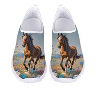 UOIMAG Floral Horse Walking Shoes Womens Slip on Sneakers Lightweight Casual Water Shoes EU44