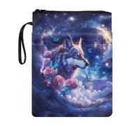 UOIMAG Galaxy Wolf Pochette à livre florale pour filles Fournitures scolaires secondaires esthétiques