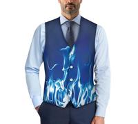 UOIMAG Gilet pour homme avec boutons et col en V coupe ajustée pour le travail et les fêtes, Flamme bleu feu, M