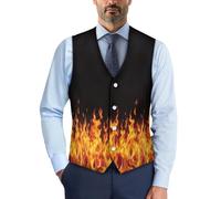 UOIMAG Gilet pour homme avec boutons et col en V coupe ajustée pour le travail et les fêtes, Flamme orange feu, M