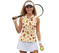 UOIMAG Haut de tennis sans manches pour femme avec col et dos nageur boutonné, Bonhomme en pain d'épice en sucre d'orge, XS
