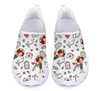 UOIMAG infirmière Chaussures Cadeau pour Femmes Filles Gris sans Lacet Chaussures Respirant Maille Chaussures Plat Sport Sneaker 38EU