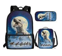 UOIMAG Lot de 3 sacs d'école pour enfants avec trousse à crayons et sac à dos léger, dinosaure, Taille unique, Ensemble cartable
