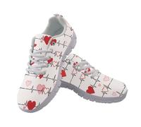 UOIMAG Nurse Shoes for Women Heart Print Walking Shoes Lightweight Lace Up Running Sneakers EU36