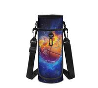 UOIMAG Porte-bouteille d'eau pour enfants mignon sac de transport de bouteille avec bandoulière pour l'école, Basketball Fire Galaxy, M