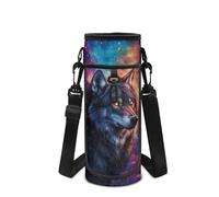 UOIMAG Porte-bouteille d'eau pour enfants mignon sac de transport de bouteille avec bandoulière pour l'école, Wolf Galaxy., M
