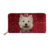 UOIMAG Portefeuille long en cuir synthétique pour femme avec pochette pour cartes et cadeaux, Rouge Westie, ONE SIZE-20x11x2.5CM, Décontracté