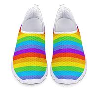 UOIMAG Rainbow Stripes Sneaker Chaussures pour Femmes Légères Infirmière Chaussures Casual Slip on Chaussures 40EU