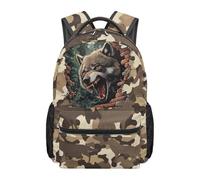 UOIMAG Sac à dos camouflage pour garçons léger et résistant à l'eau pour filles Sac à dos cool 43,2 cm pour l'école, Camouflage loup, L, Décontracté