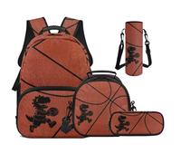 UOIMAG Sac à dos d'écolier pour garçons de 6 à 11 ans 43,2 cm avec boîte à déjeuner pour filles avec bretelles rembourrées, Ballon de basket dinosaure, M, Décontracté