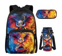 UOIMAG Sac à dos personnalisé pour garçons avec nom sac à livres et boîte à déjeuner pour filles 8 à 10 sacs à dos personnalisés, Dragon Fire, M, Décontracté
