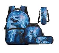 UOIMAG Sac à dos pour filles avec boîte à déjeuner pour sac à livres primaire de 43,2 cm avec sangles rembourrées pour garçons, Dino Lightning, M, Décontracté