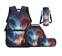 UOIMAG Sac à dos pour filles avec boîte à déjeuner pour sac à livres primaire de 43,2 cm avec sangles rembourrées pour garçons, Dragon Fire Planet, M, Décontracté