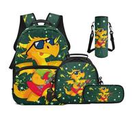 UOIMAG Sac à dos pour filles de 6 à 11 ans avec boîte à déjeuner pour l'école primaire avec large sangle rembourrée, Guitare dinosaure, M, Décontracté