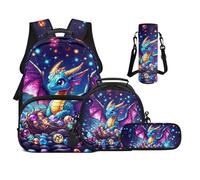 UOIMAG Sac à dos pour garçons pour l'école primaire sac à livres avec boîte à déjeuner ensemble 4 en 1 pour filles, Gemme dragon, M, Décontracté