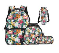 UOIMAG Sac à dos pour garçons pour sac à livres primaire avec boîte à déjeuner léger de 43,2 cm pour filles, Fleurs de chat, M, Décontracté