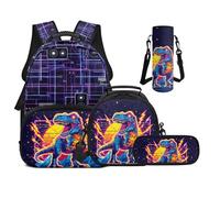 UOIMAG Sac à dos pour garçons pour sac à livres primaire avec boîte à déjeuner léger de 43,2 cm pour filles, Dinosaure géométrique, M, Décontracté