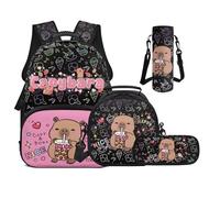 UOIMAG Sacs à dos pour filles de 6 à 11 ans, 43,2 cm avec boîte à déjeuner, ensemble 4 en 1 pour garçons avec sangle rembourrée, Capybara Nice, M, Décontracté