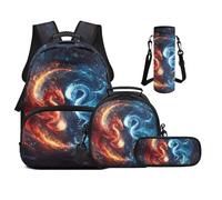 UOIMAG Sacs à dos pour filles de 6 à 11 ans, 43,2 cm avec boîte à déjeuner, ensemble 4 en 1 pour garçons avec sangle rembourrée, Dragon Fire, M, Décontracté