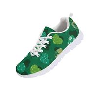 UOIMAG St Patricks Day Shoes Women Cute Heart Print Green Shoes Lace Up Walking Running Sneakers Casual EU39